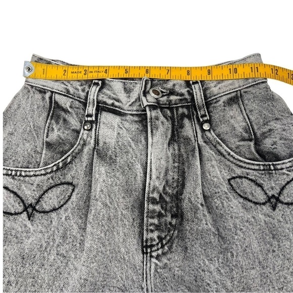 Vintage Union Made Lee Black Acid Wash Tapered Pleated Embroidered Jeans 24 X 31 - Picture 7 of 11